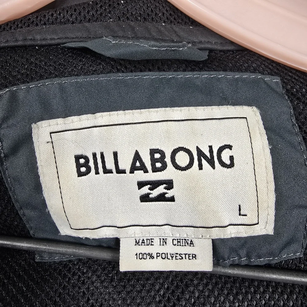 Billabong Men's Size Large‎ Hooded Windbreaker Gray Black Full Zip